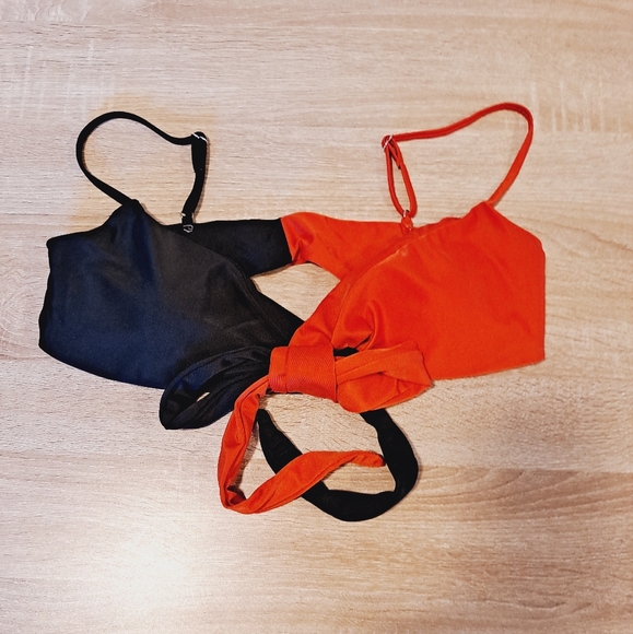 New & Never Worn Beautiful 🖤❤️ Black and Red Color Block Thong Bikini  nwot - Picture 6 of 10